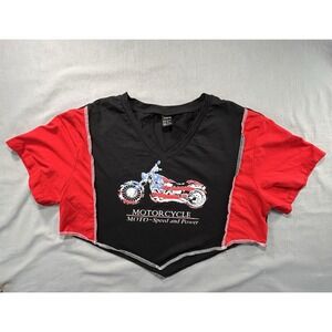 Shein Cropped Motorcycle Short Sleeve Shirt Women's XS